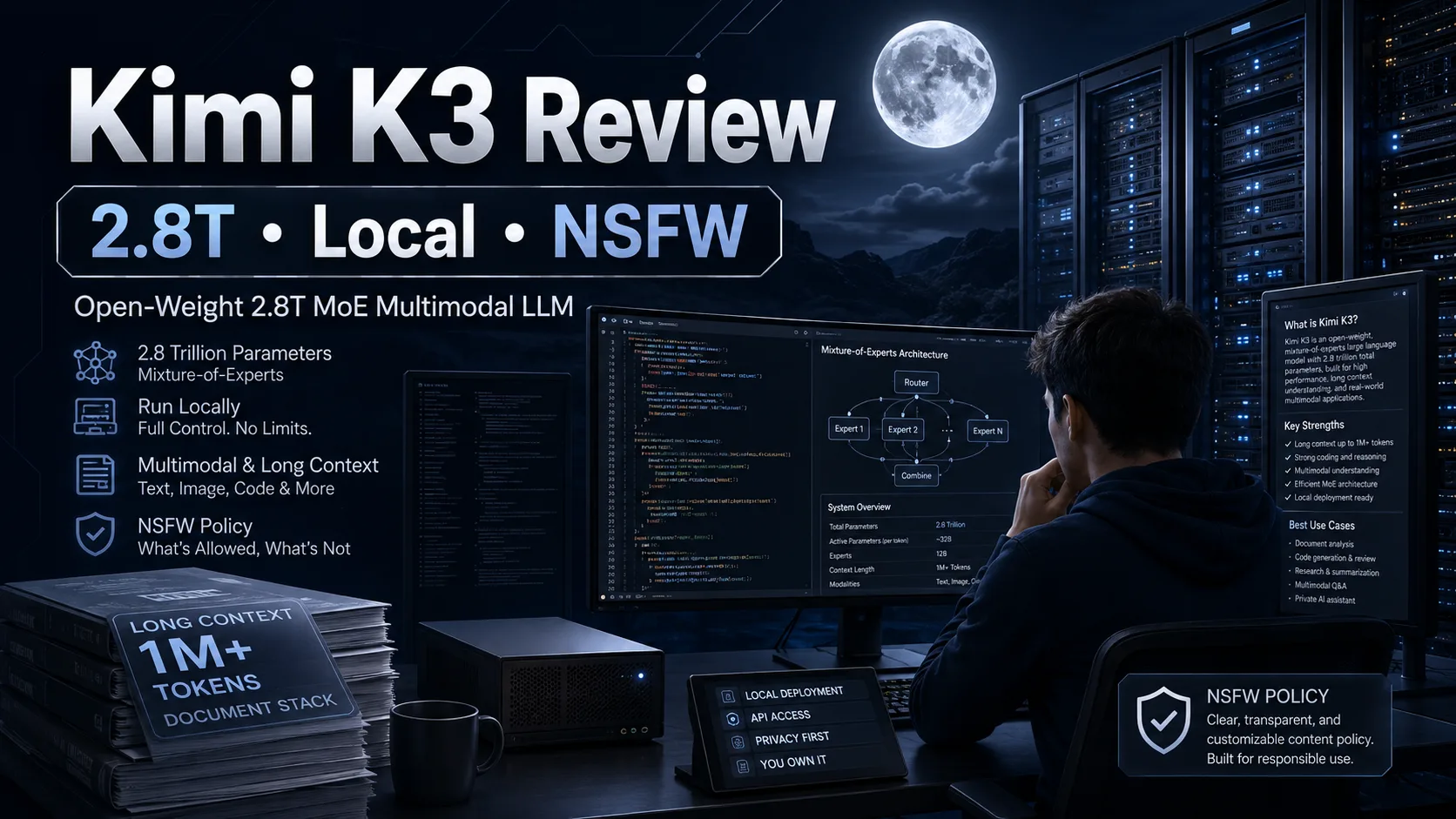 Kimi K3 Review: 2.8T Open-Weight MoE, Local Deployment, Benchmarks and NSFW Policy