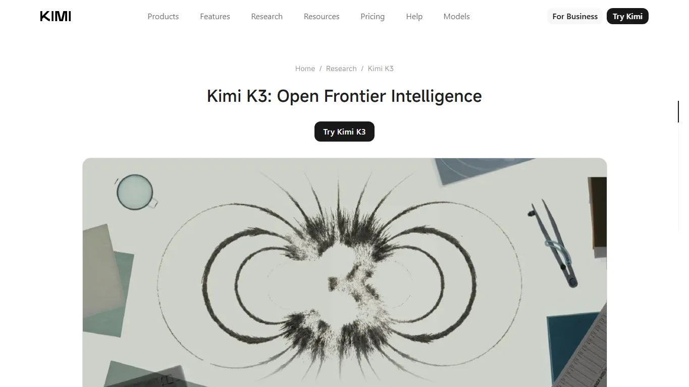 Kimi K3 official release page screenshot