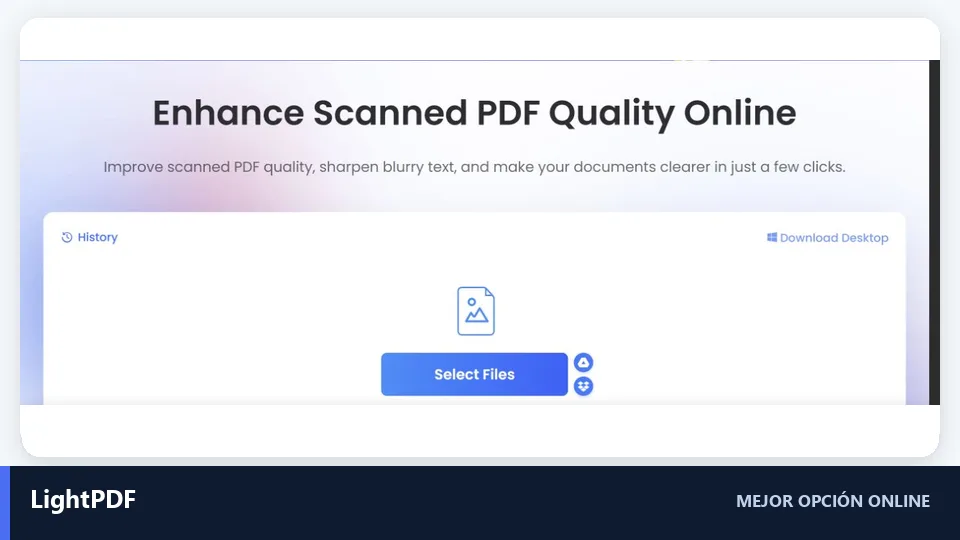 Interfaz del mejorador de PDF escaneado en línea LightPDF