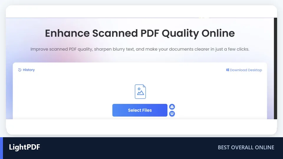 LightPDF online scanned PDF enhancer interface