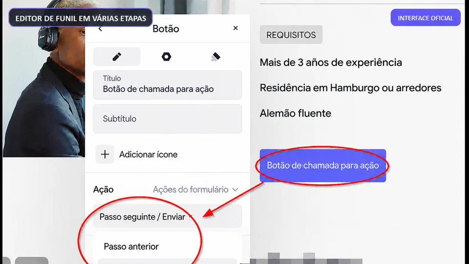 Editor de funis em várias etapas do Onepage.io