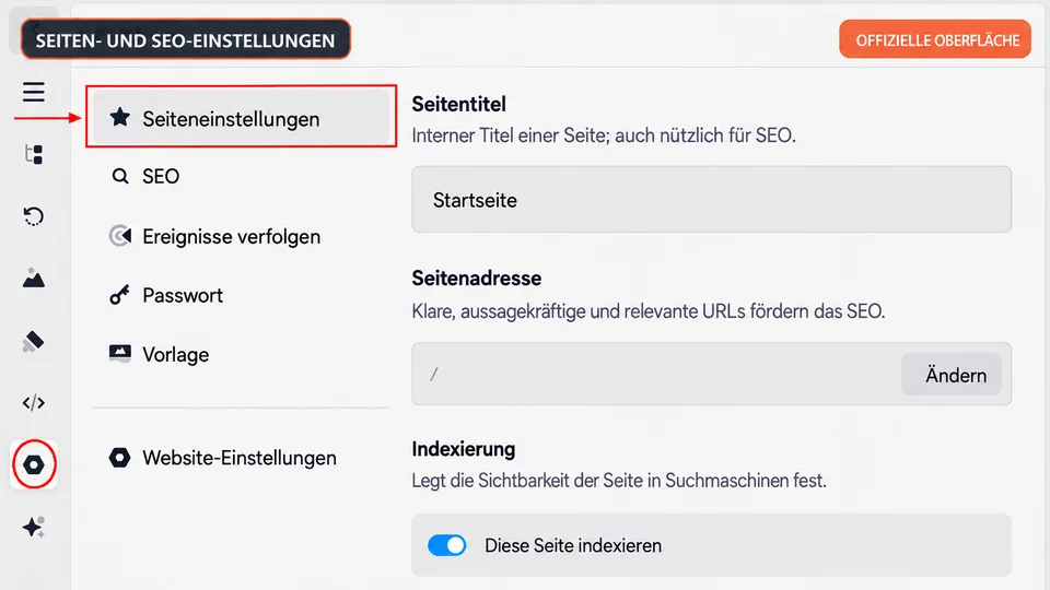 Seiten- und SEO-Einstellungen in Onepage.io