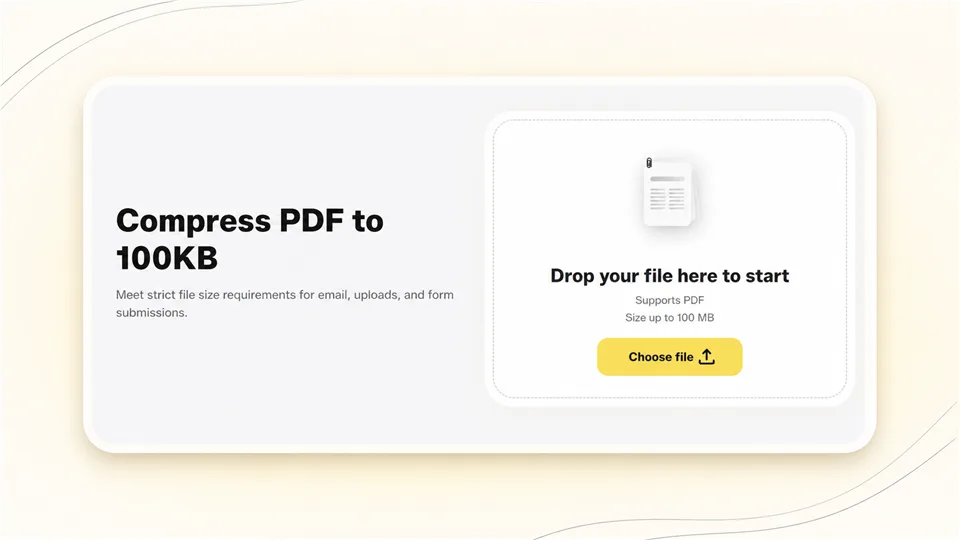 The dedicated 100KB PDF compression workflow