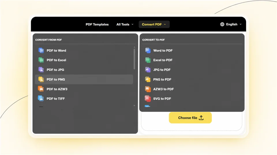 OnlyDoc’s PDF conversion options
