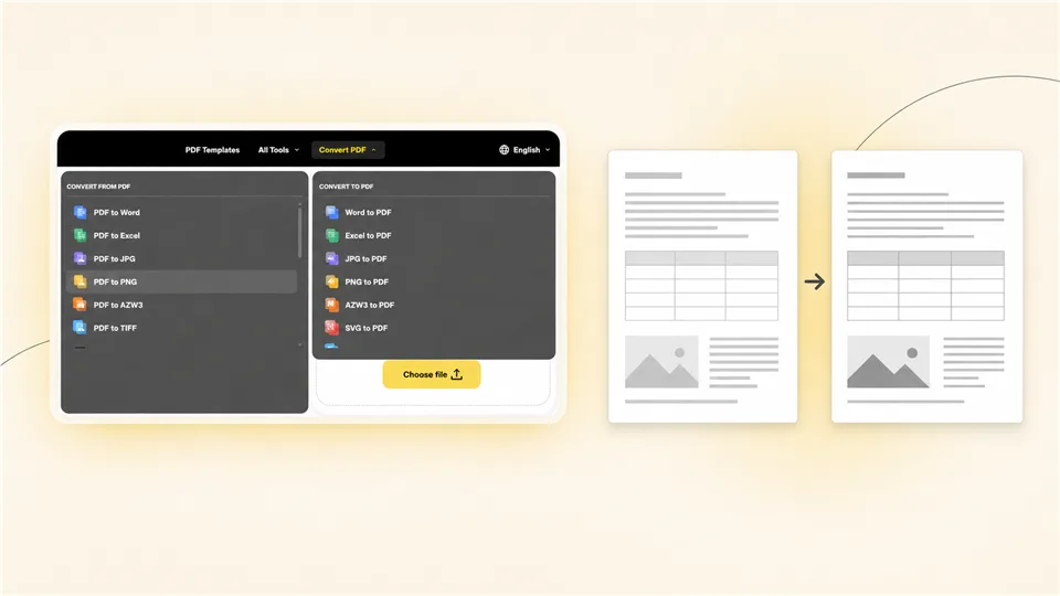 OnlyDoc conversion options alongside a document-quality comparison