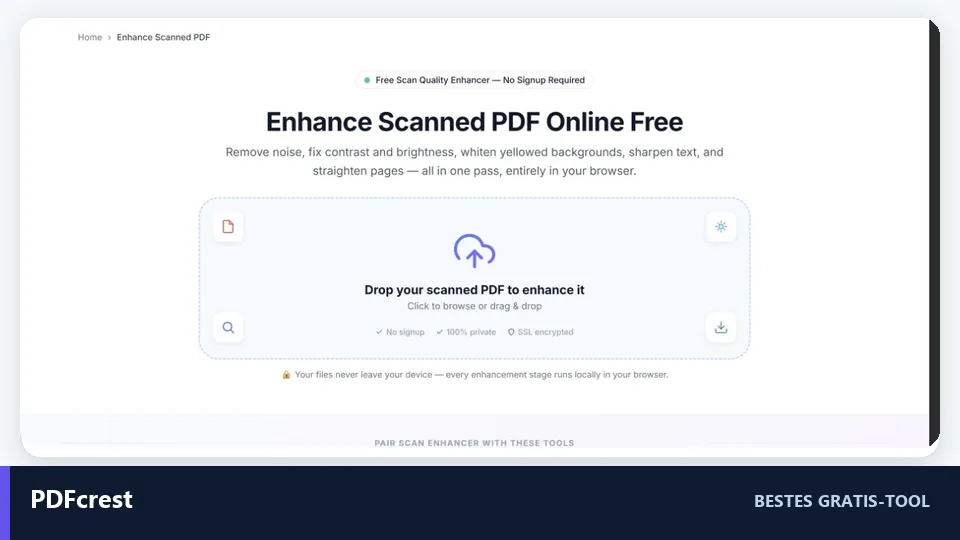 PDFcrest kostenloser Online-PDF-Verbesserer-Oberfläche