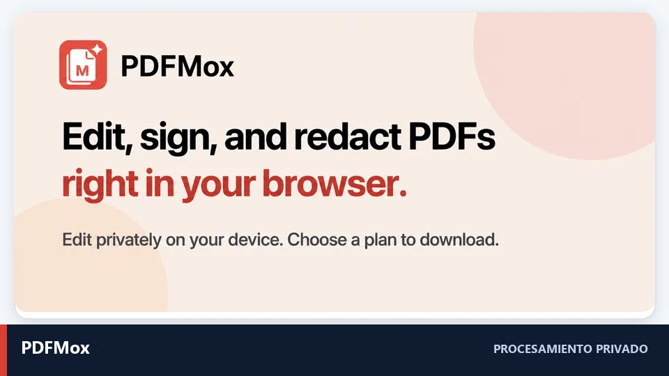 Página del producto de procesamiento de PDF basado en navegador privado PDFMox