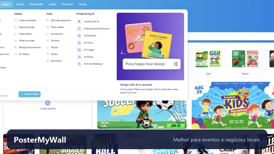Ferramentas de design com IA do PosterMyWall