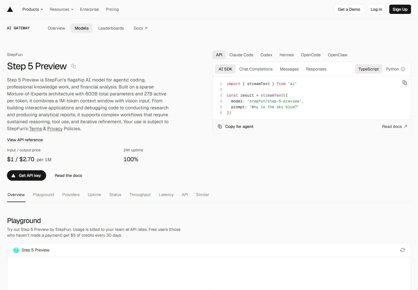 Step 5 Preview on Vercel AI Gateway