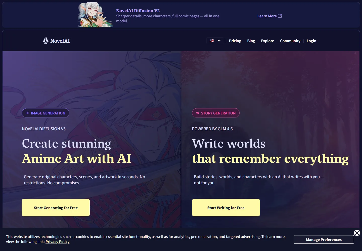 Site oficial do NovelAI