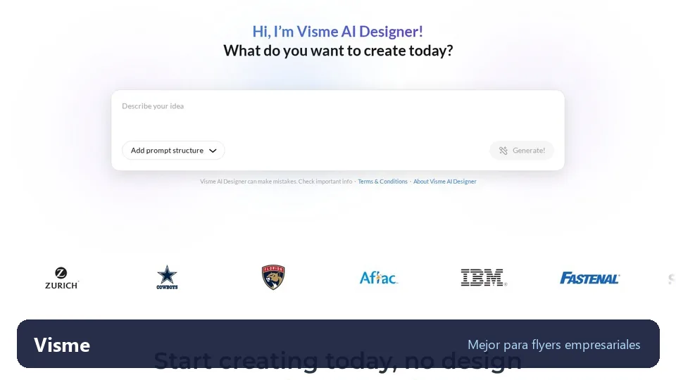 Generador de flyers con IA de Visme