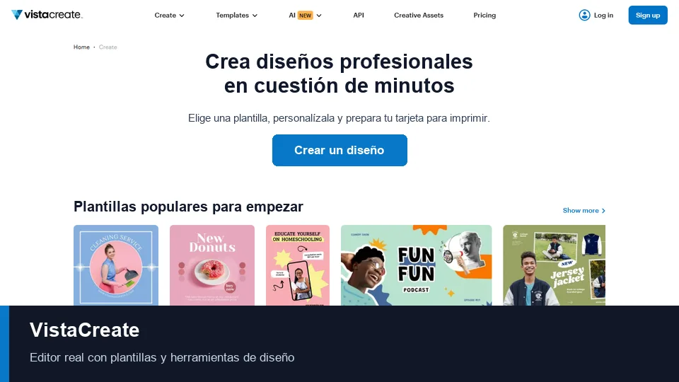 Editor online de VistaCreate con plantillas y herramientas de diseño