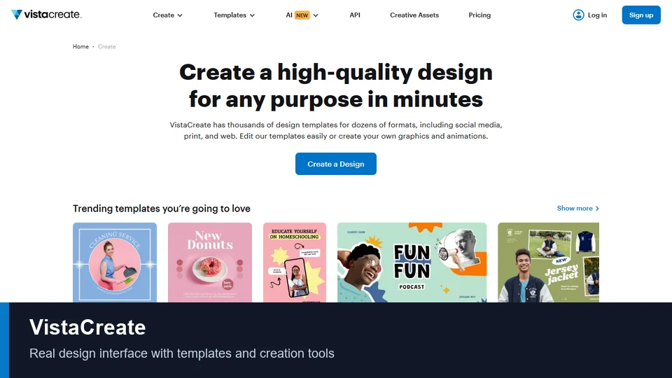 VistaCreate online design interface with templates and creation tools
