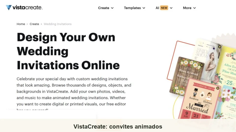 VistaCreate criador de convites de casamento on-line e exemplos de modelos