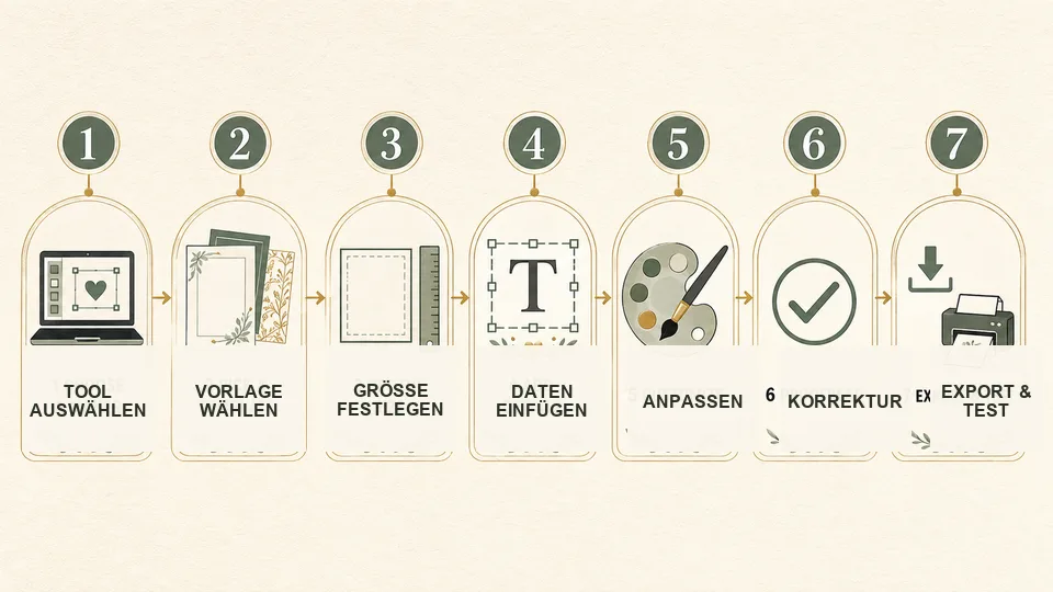 Sieben-Schritte-Workflow zum Online-Design einer Hochzeitseinladung