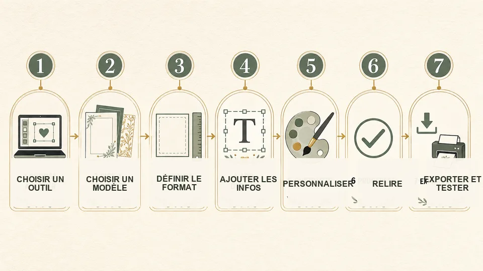 Flux de travail en sept étapes pour concevoir une invitation de mariage en ligne