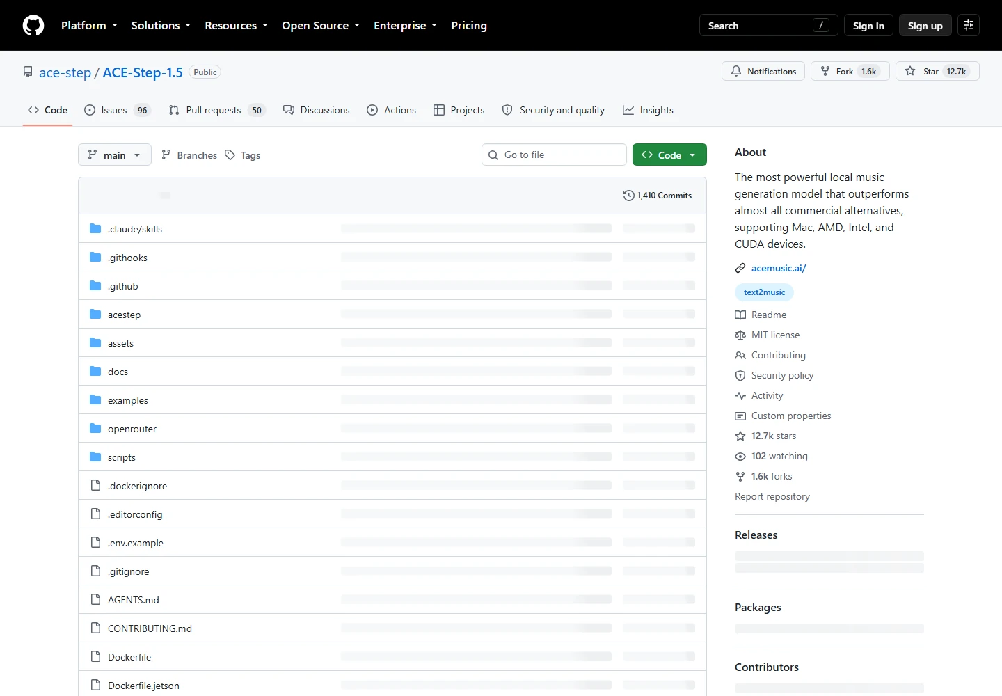Repositório oficial do ACE-Step 1.5 e informações de instalação