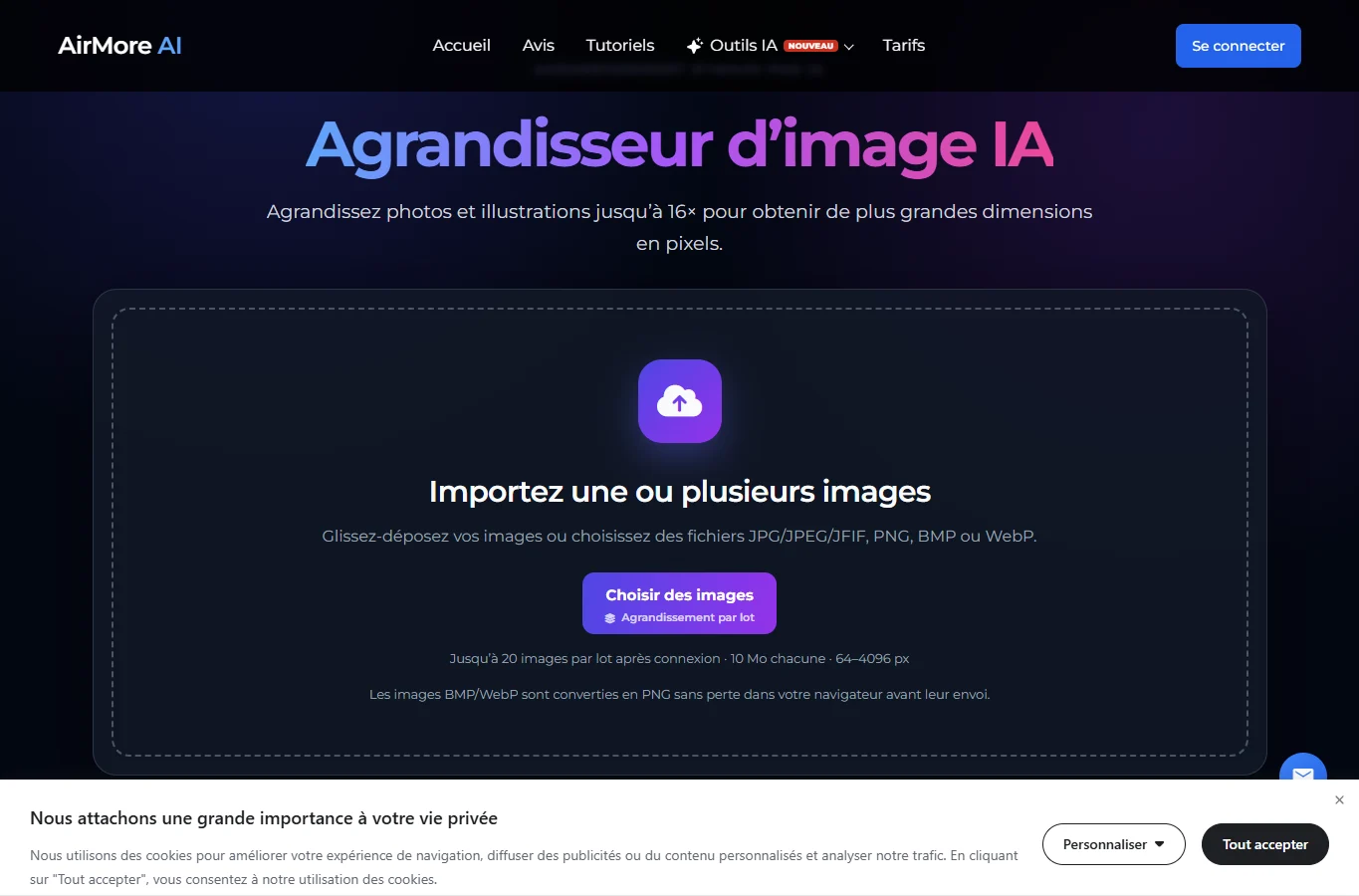 AirMore Image Upscaler — Préparer une illustration trop petite, si nécessaire