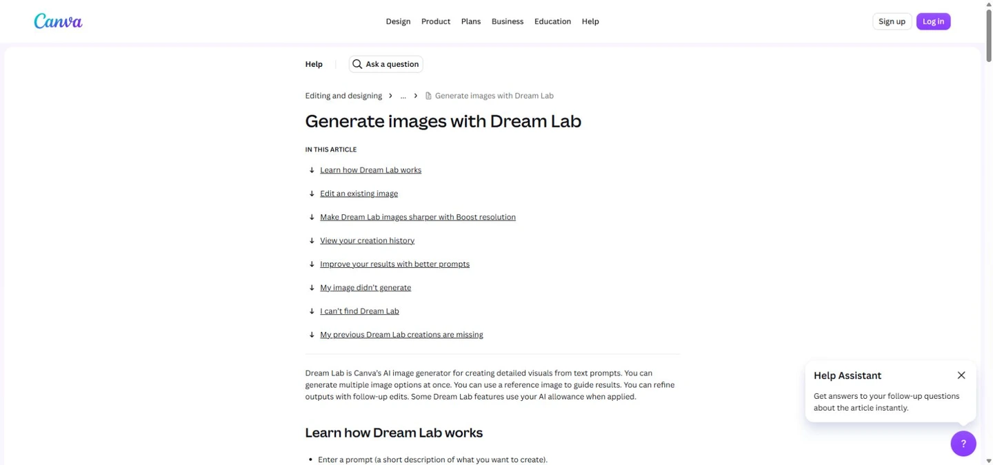 Official Dream Lab help: generation, quality tiers and editing belong to the product workflow; availability can depend on the account.
