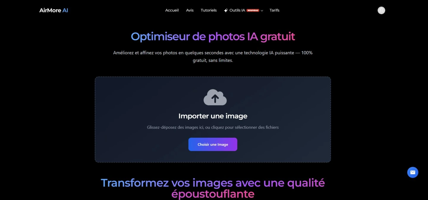 Interface AirMore AI : complément de préparation/finition, hors du décompte des modèles.