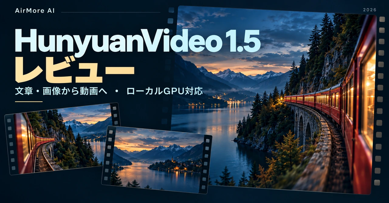架空の列車と湖の映画的なイメージを配したHunyuanVideo 1.5レビューの表紙