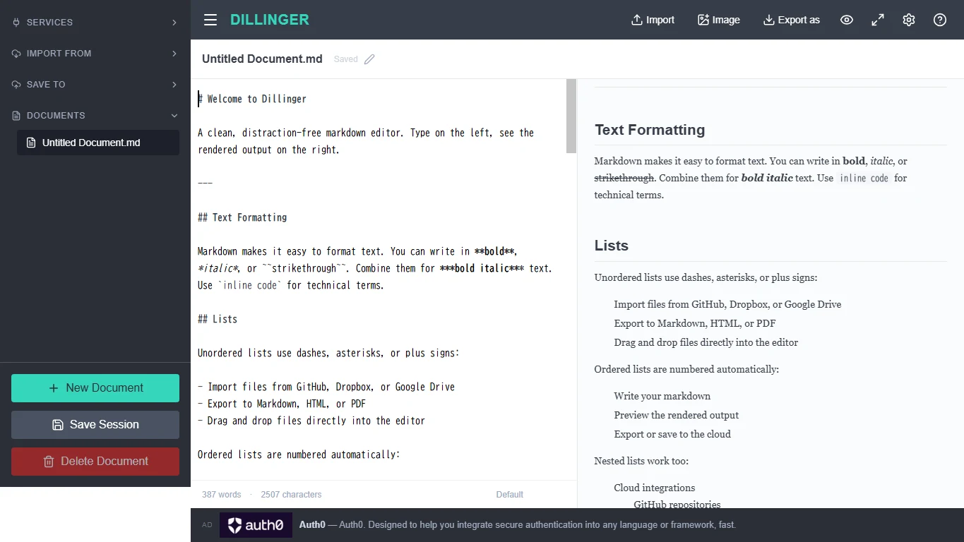 Dillinger — Official product page or editor screen