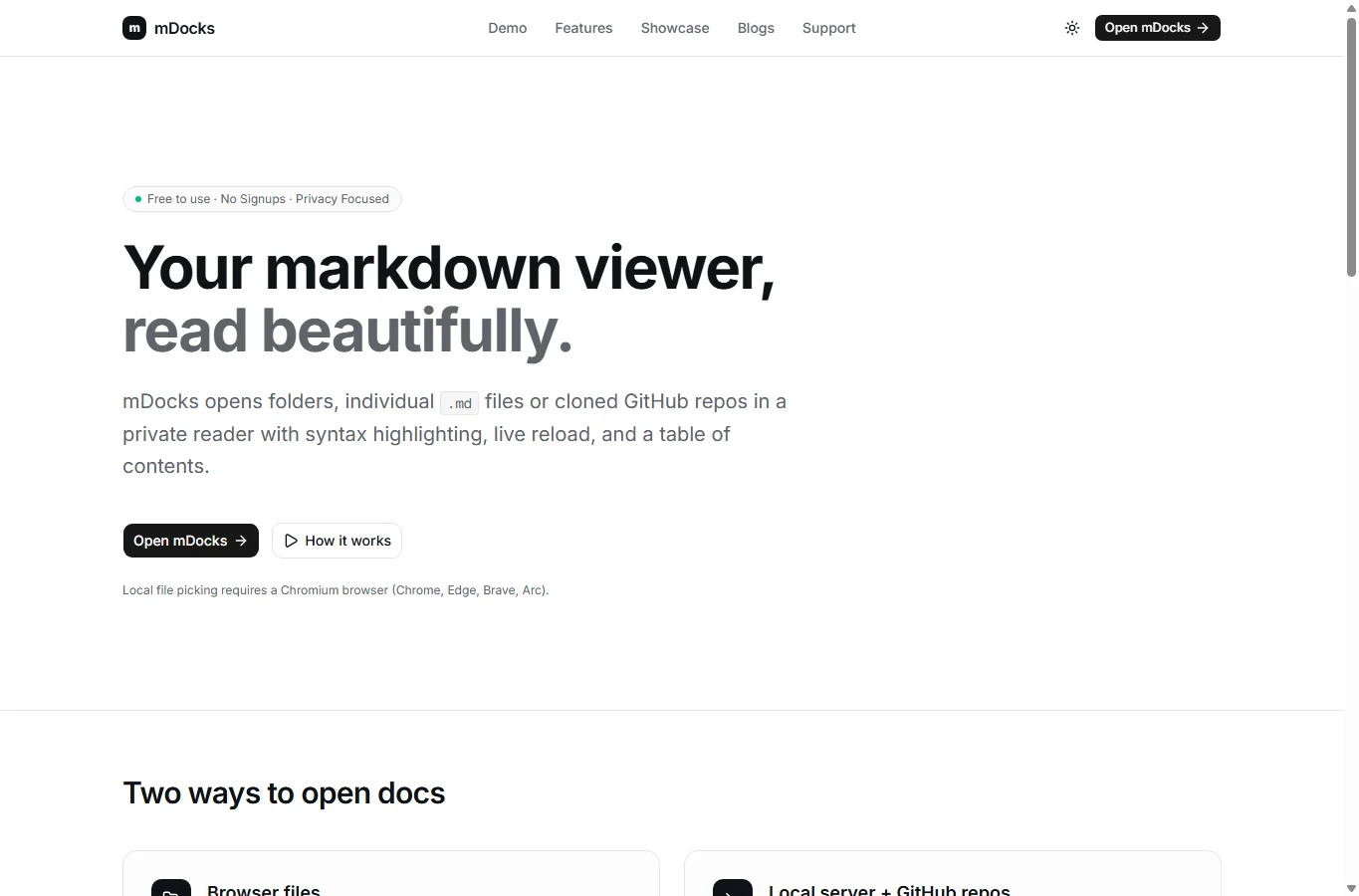 mDocks — Viewer page
