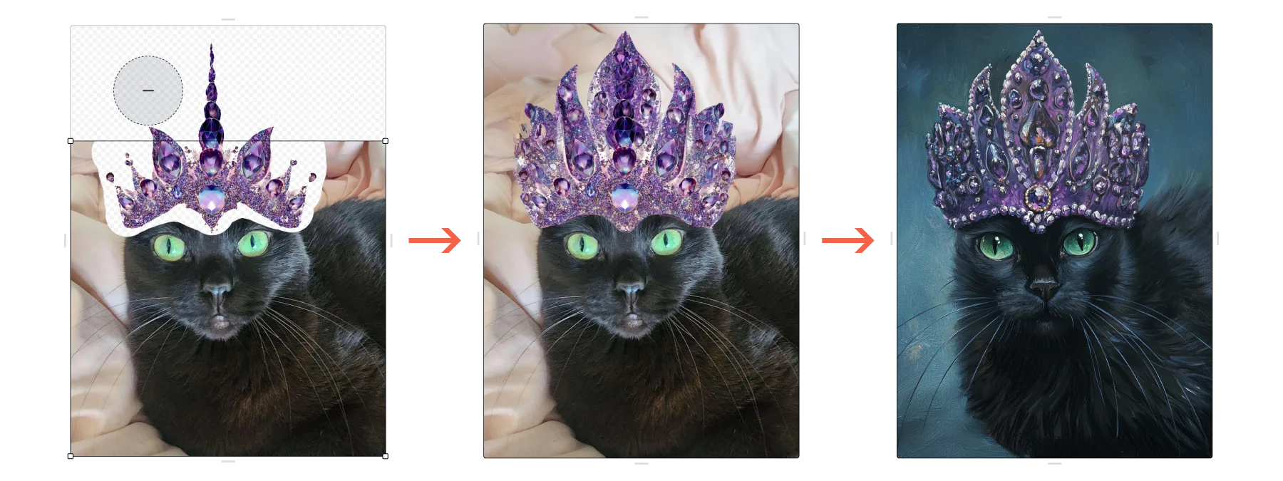 Midjourney Editor interface showing an image editing workflow
