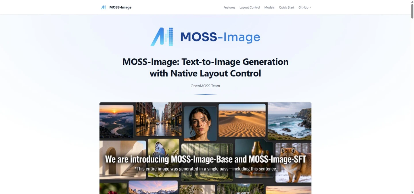 Capture réelle du projet officiel MOSS-Image et de sa présentation.