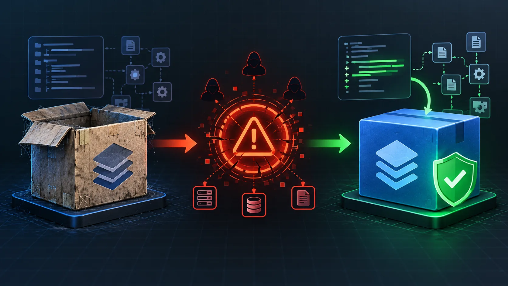 Diagram showing a zero-day vulnerability and a backported security patch